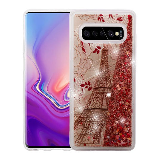 MyBat Liquid Glitter Eiffel Tower Case for Samsung S10 Plus (6.4")-Rose Gold