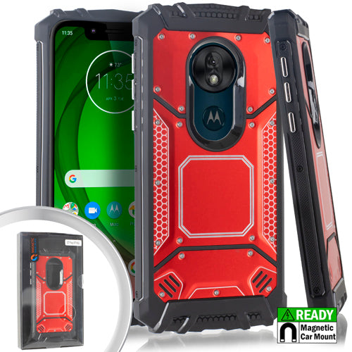 GSA Screw Metal Jacket Case for Motorola Moto G7 Play, XT1952 Red/Black
