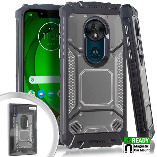 GSA Screw Metal Jacket Case for Motorola Moto G7 Play, Xt1952 Gray/Black