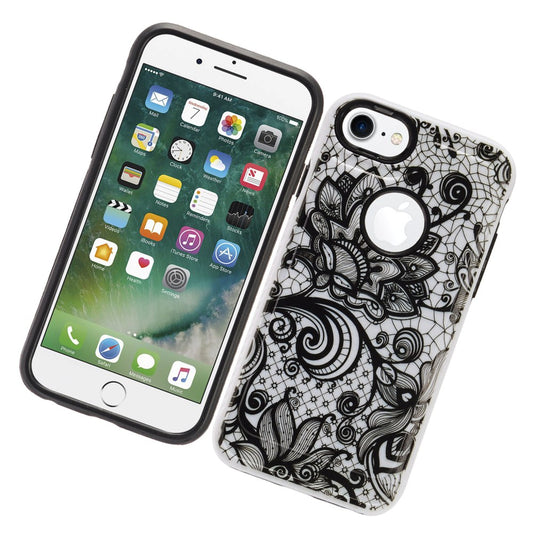 GSA Slim Lace Candy Skin Case For iPhone SE (2020-22), 8, 7 (4.7") Clear/Black