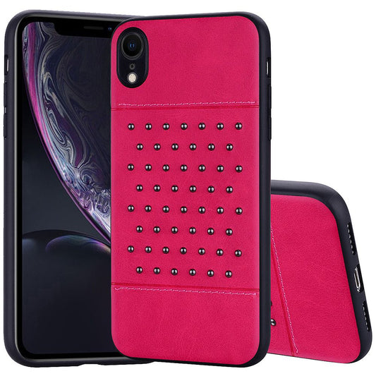 GSA Rivet Premium Leather Slim Fit Case for Apple iPhone XR (6.1") Hot Pink