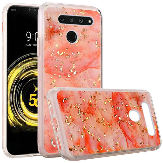GSA Gold Flake Marble Candy Case for LG V50 ThinQ - Coral