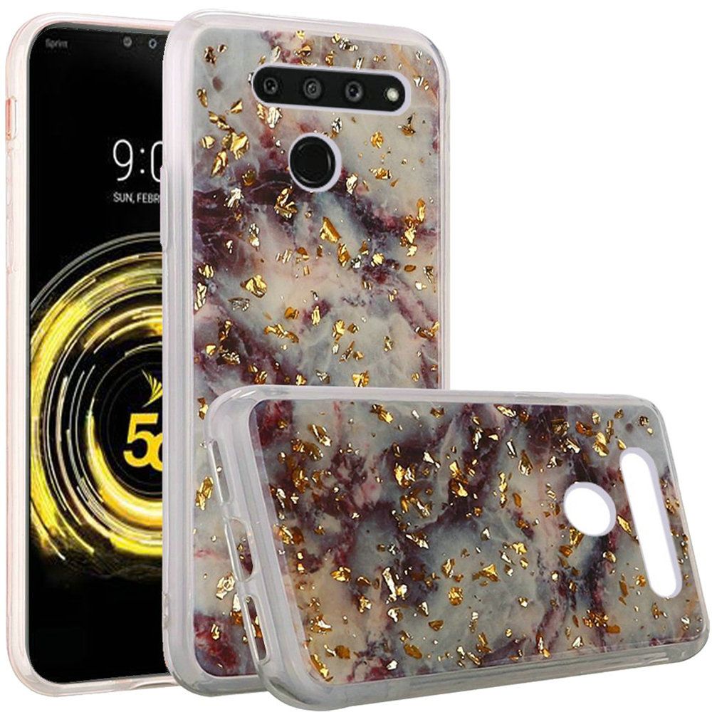 GSA Gold Flake Marble Candy Case for LG V50 ThinQ - Purple
