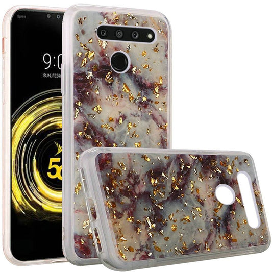 GSA Gold Flake Marble Candy Case for LG V50 ThinQ - Purple