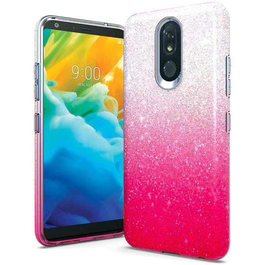 GSA Gradient Glitter Candy Case For LG Stylo 5 - Silver/Hot Pink