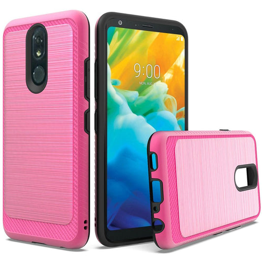 GSA Slim Brushed Hybrid with Edge Case For LG Stylo 5 - Hot Pink Black