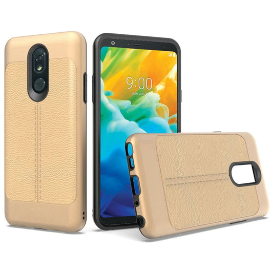 GSA Leather Look Design Hybrid Case For LG Stylo 5 - Gold Black