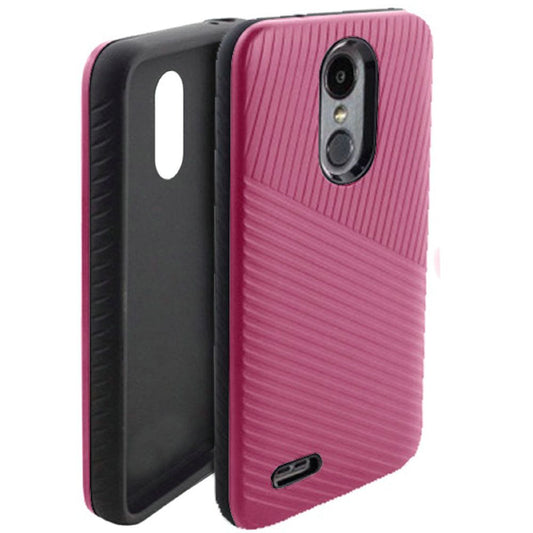 GSA Textured Embossed Lines Case for LG Aristo 2, Fortune 2, Tribute Hot Pink