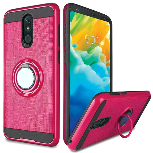 GSA Brushed Matte Hybrid Case Ring Stand For LG Stylo 5 Hot Pink Black