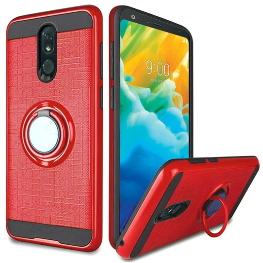 GSA Brushed Matte Hybrid Case w/Ring Stand For LG Stylo 5 - Red/Black