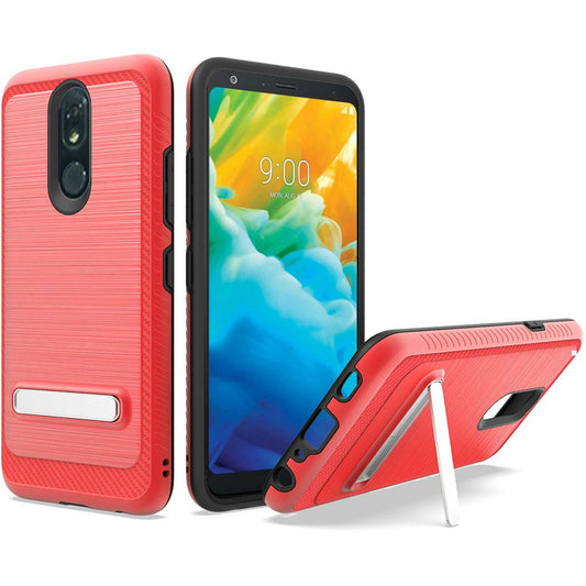 GSA Slim Brushed Hybrid w/Kickstand For LG Stylo 5 - Red/Black