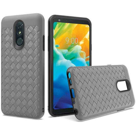 GSA Woven Texture Design Dual Hybrid Case For LG Stylo 5 - Gray/Black