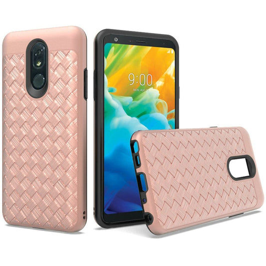 GSA Woven Texture Design Dual Hybrid Case For LG Stylo 5 - Rose Gold