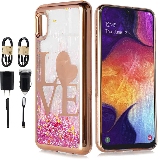 GSA Liquid Glitter LOVE Case For Samsung Galaxy A10e - Rose Gold