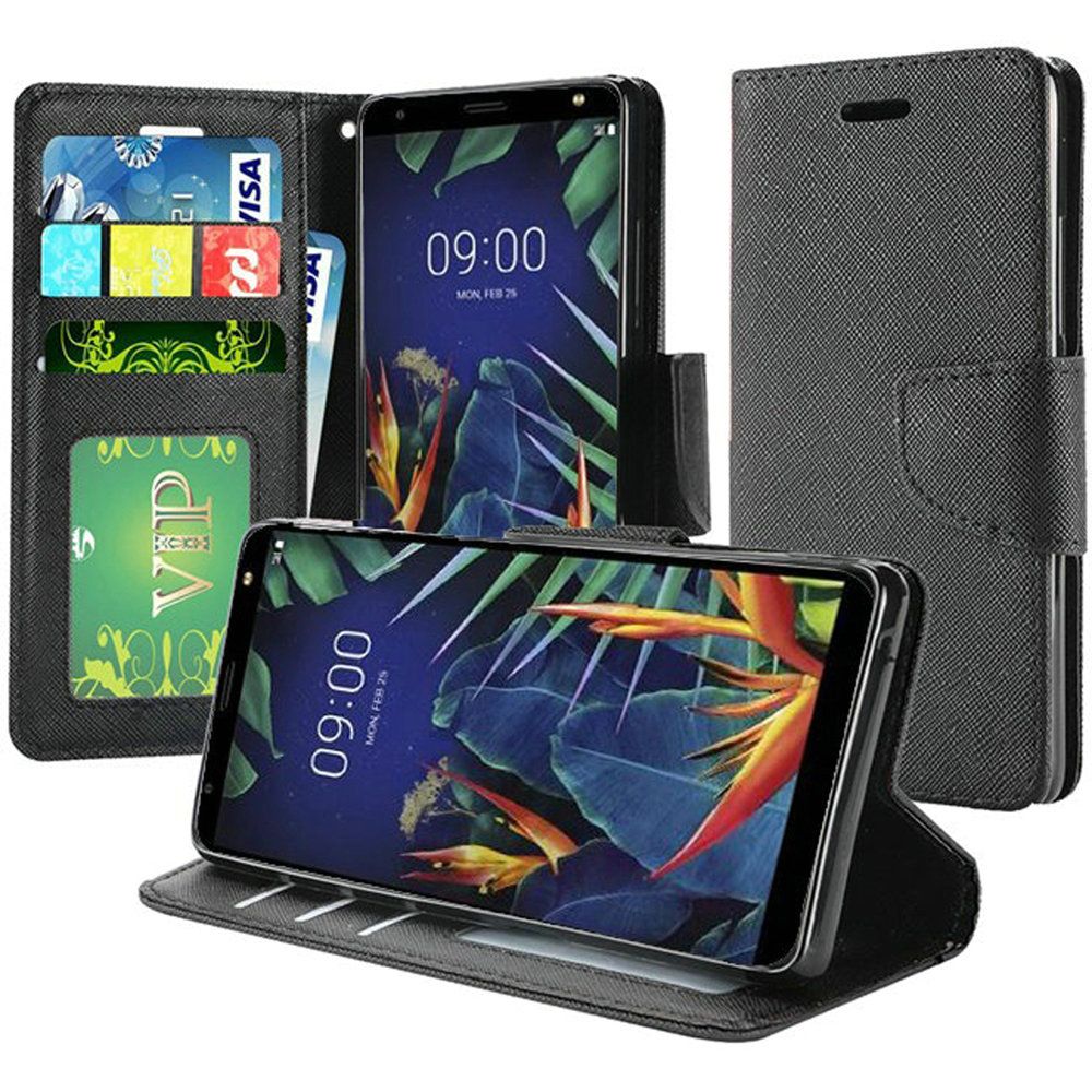GSA Denim Two Tone Flip Wallet Case for LG K40, Harmony 3 - Black