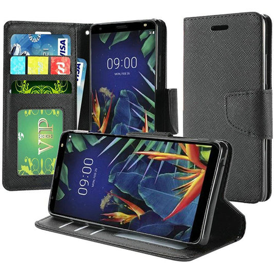 GSA Denim Two Tone Flip Wallet Case for LG K40, Harmony 3 - Black