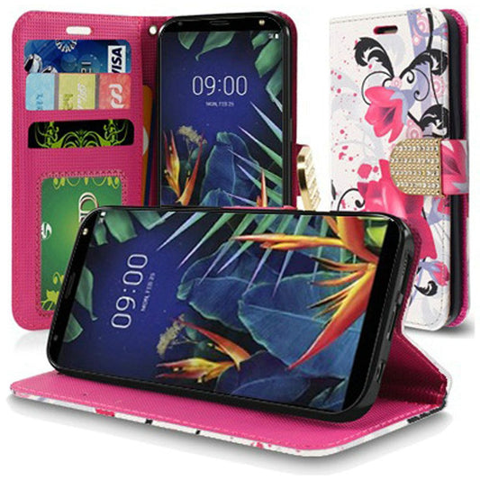 GSA Fashion Leather Flip Wallet Case for LG K40, Harmony 3 - Purple Lily