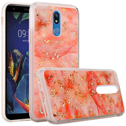 GSA Gold Flake Marble Candy Case for LG K40, Harmony 3, Solo - Pink