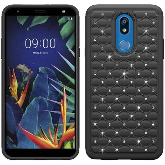 GSA Rhinestone Studded Hybrid Case for LG K40/Harmony 3 - Black