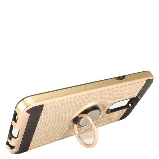 GSA Brushed Hybrid w/Ring Stand For LG K40 LM-X420, LG Solo LTE Gold/Black