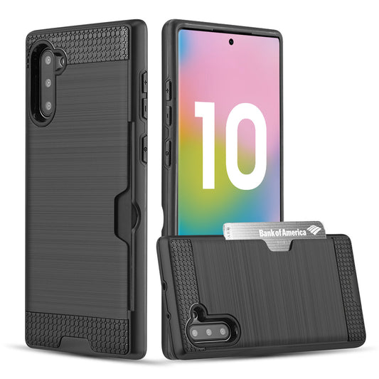 GSA Brushed Card Holder Case for Samsung Galaxy Note 10 (6.3") Black