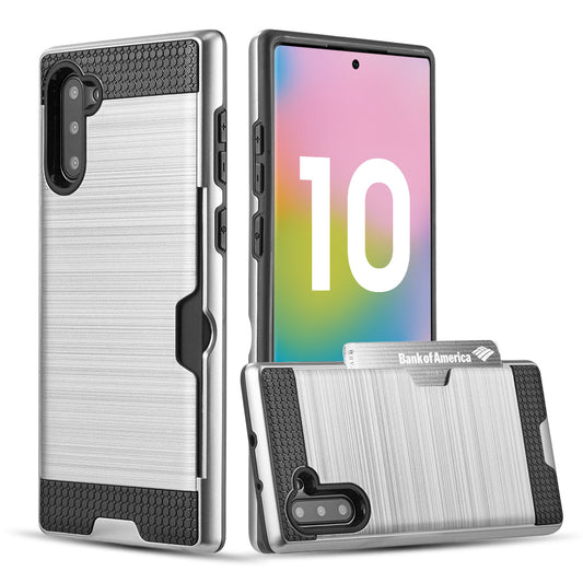 GSA Brushed CC Holder Case for Samsung Galaxy Note 10 (6.3") Silver