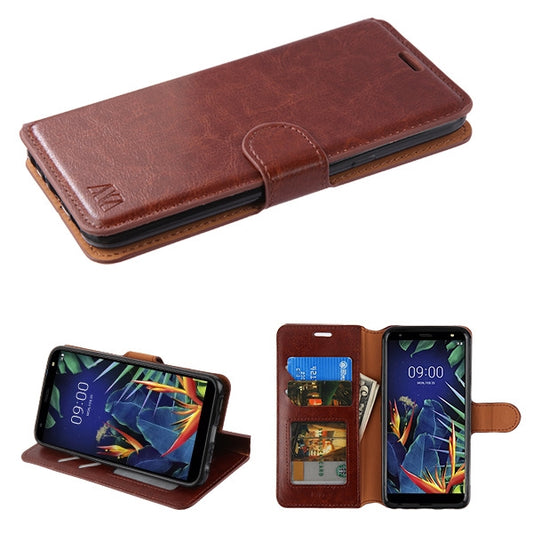 MyBat Element Series Leather Flip Wallet Case for LG K40 - Brown