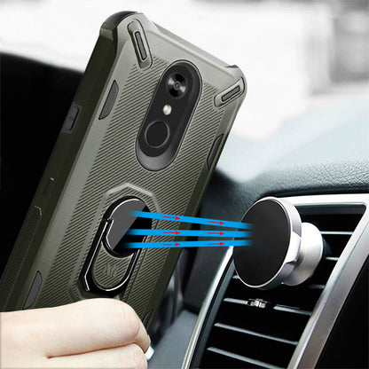 GSA Brigade Hybrid Case w/Ring Stand For LG Stylo 5 - Dark Gray/Black