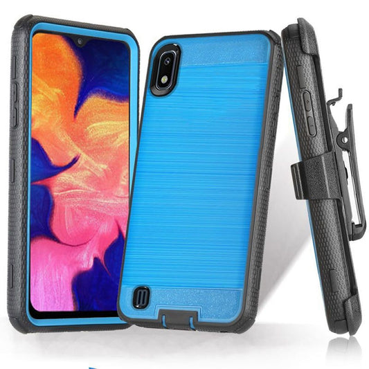 GSA Brushed Hybrid Case w/Holster For Samsung Galaxy A10e Blue Black