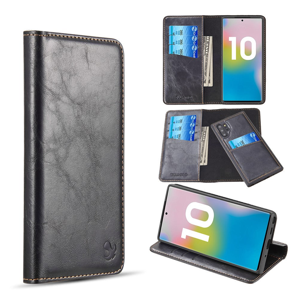 GSA Gentleman Leather Wallet Case for Samsung Galaxy Note 10 Plus Black