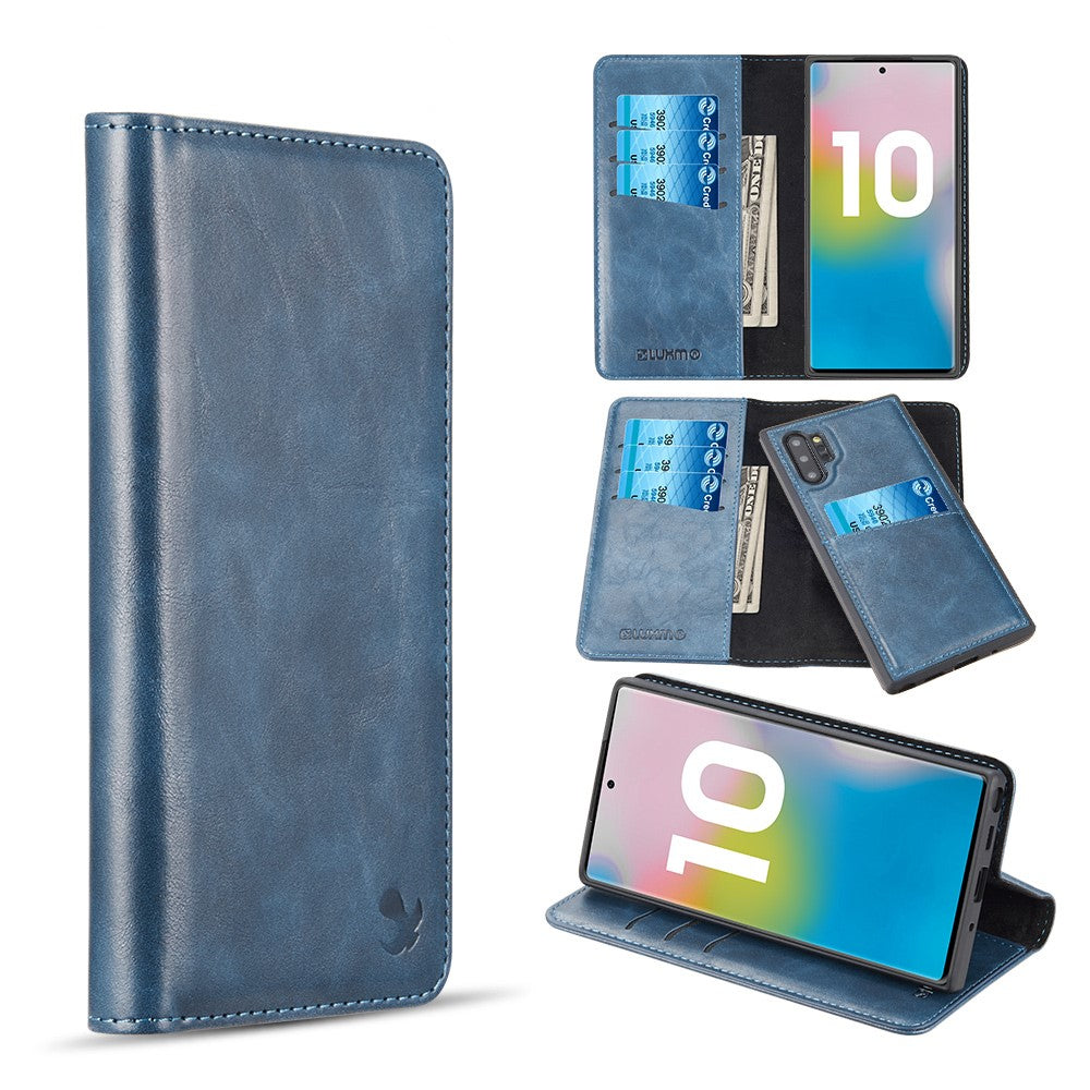 GSA Gentleman Detachable Folio Wallet Case for Samsung Galaxy Note 10 Plus - Blue