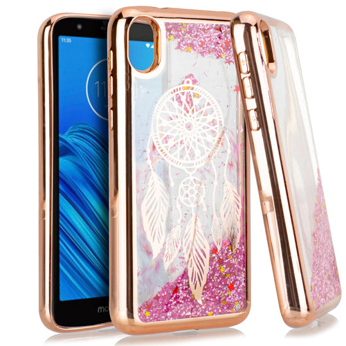 GSA Liquid Glitter Dream Catcher Case for Motorola Moto E6 - Rose Gold