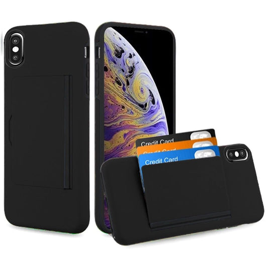 GSA Shockproof Multi-CC Holder Hybrid Case For iPhone XS Max (6.5") - Black