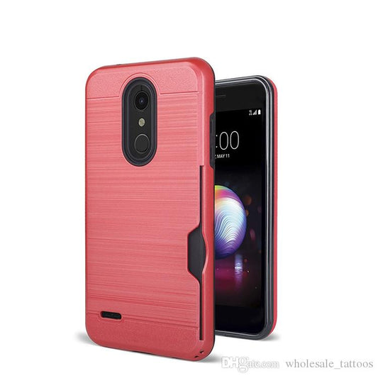 GSA Brushed Hybrid w/Car Slot For LG Stylo 5 - Red/Black