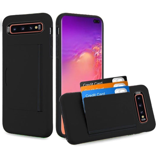 GSA Shockproof Credit Card Holder Case for Samsung S10 Plus (6.4") - Black