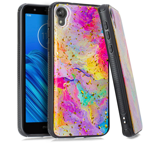 GSA Gold Flack Marble Case for Motorola Moto E6 - Colorful Galaxy