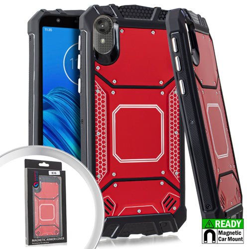GSA Screw Metal Jacket Hybrid Case for Motorola Moto E6 - Red/Black