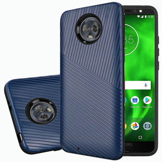 GSA Texture Embossed Lines Hybrid Case for Moto G7 Play - Blue