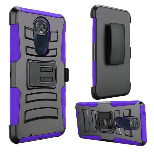GSA Car Armor Holster Case w/Kickstand for Moto G7 Play - Black/Purple
