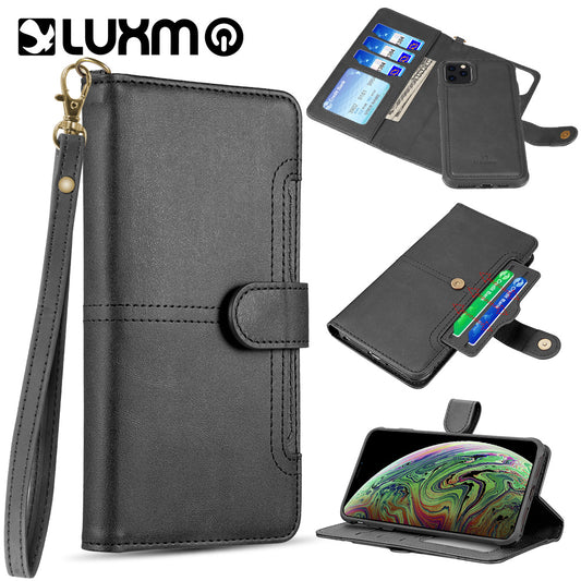 Luxmo Napa Leather Detachable Flip Wallet For iPhone 11 Pro Max (6.5") - Black