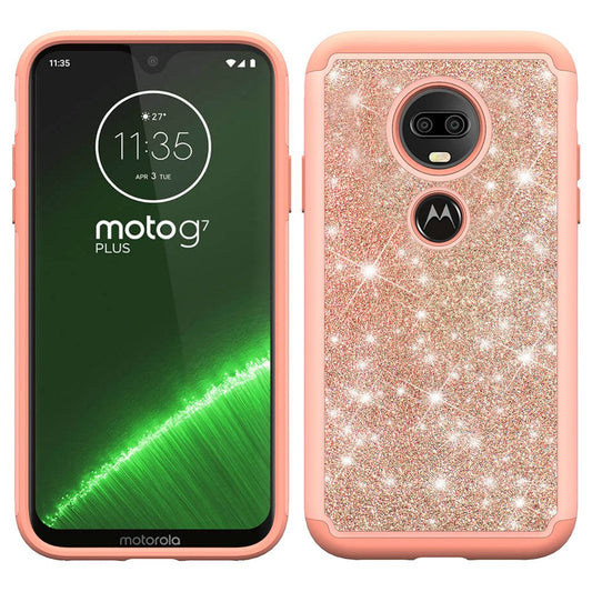 GSA Glitter Bling Candy Case For Motorola Moto G7 Plus - Rose Gold