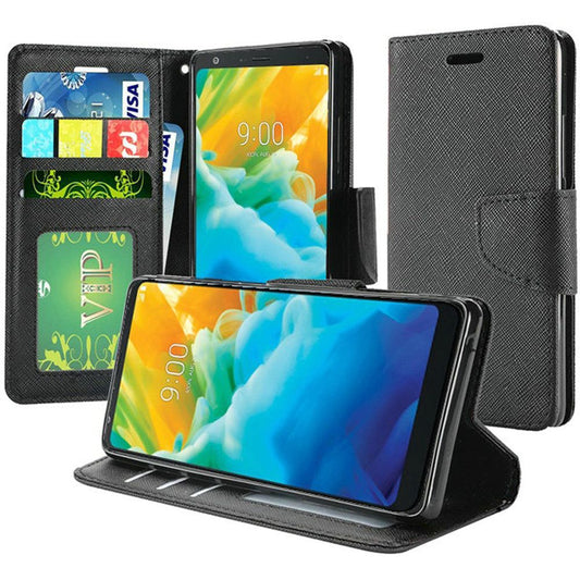 GSA Denim Flip Wallet Credit Card Case For LG Stylo 5 - Black