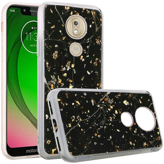 GSA Gold Flake Marble Case for Motorola Moto G7 Play - Black