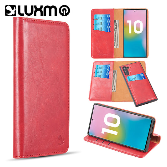 GSA Luxury Gentleman Folio Wallet Case for Samsung Galaxy Note 10 (6.3") - Red