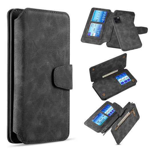 GSA Deluxe Magnetic Detachable Flip Wallet Case For iPhone 11 Pro (5.8") - Black