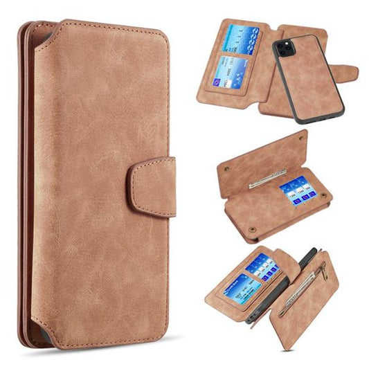 GSA Magnetic Detachable Flip Wallet Case For iPhone 11 Pro (5.8") - Brown
