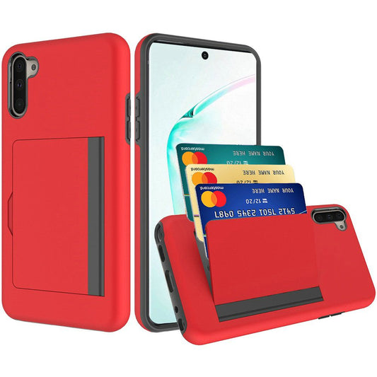 GSA Shockproof Case Credit Card Holder for Samsung Galaxy Note 10 (6.3") Red