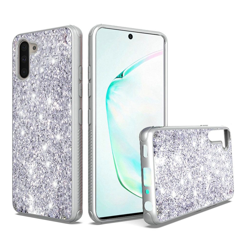 GSA Glitter Bling Hybrid Case for Samsung Galaxy Note 10 (6.3") - Silver