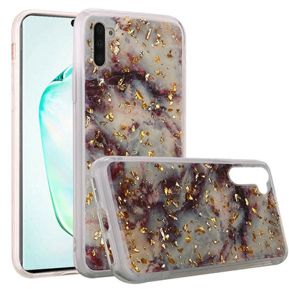 GSA Gold Flake Marble Candy Case for Samsung Galaxy Note 10 (6.3") - Purple