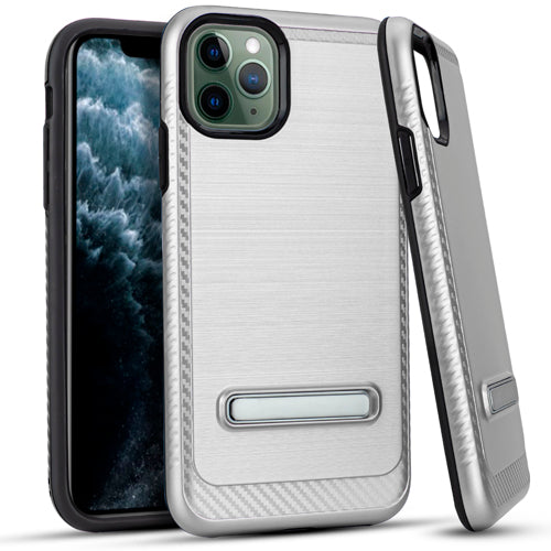 GSA Brushed Metal Hybrid Case w/Kickstand for iPhone 11 Pro (5.8") - Silver